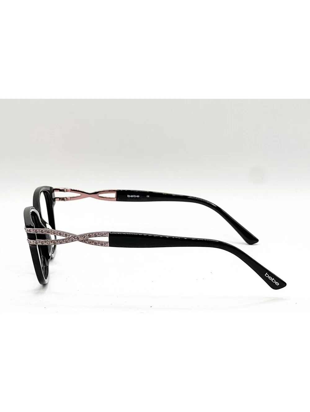 Bebe BB5172 001 Jet Black Rectangle Authentic Eyeglass Frames 52-17